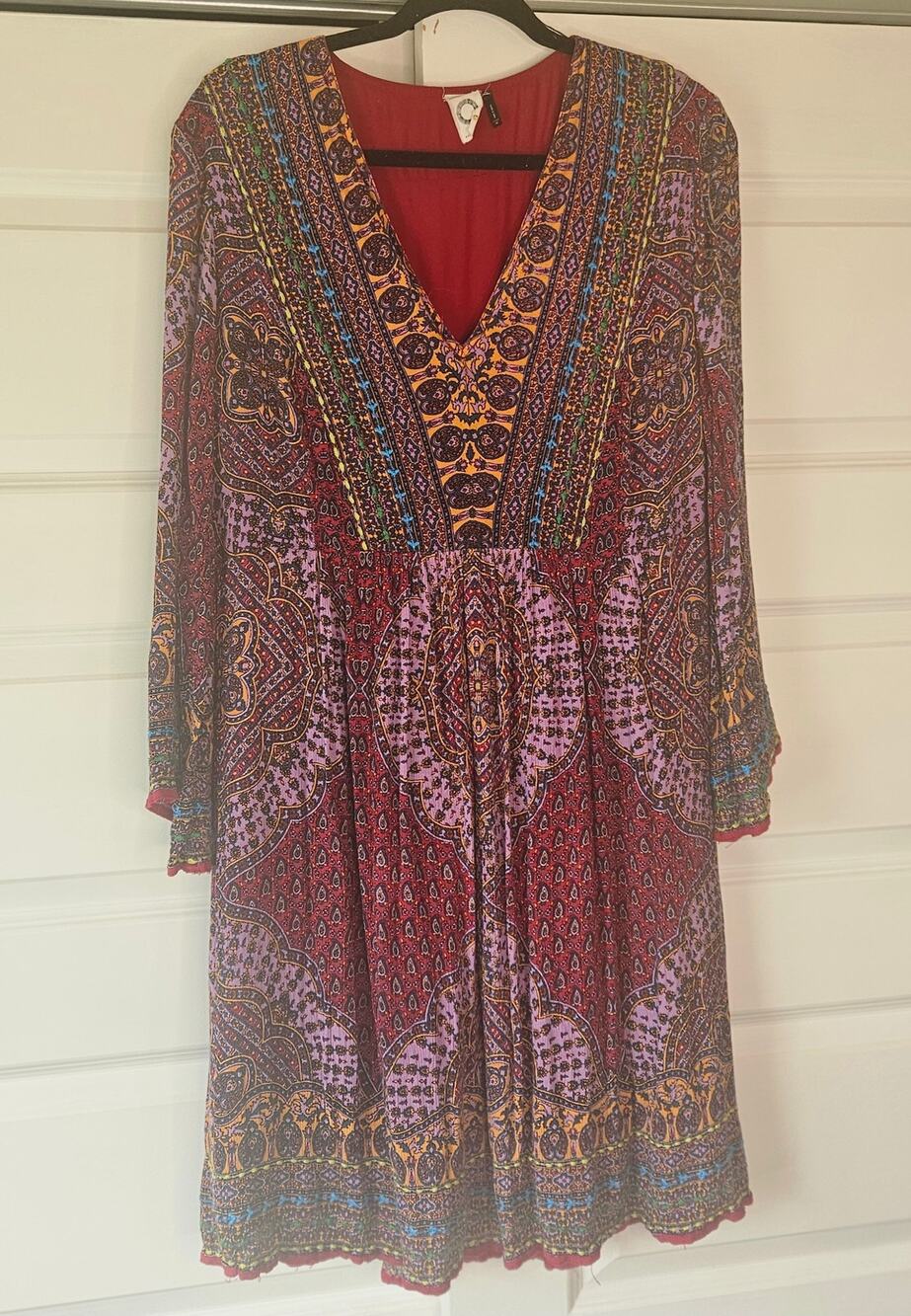 Anthropologie Akemi Kin Avalon Paisley Boho Embroidered Dress XL